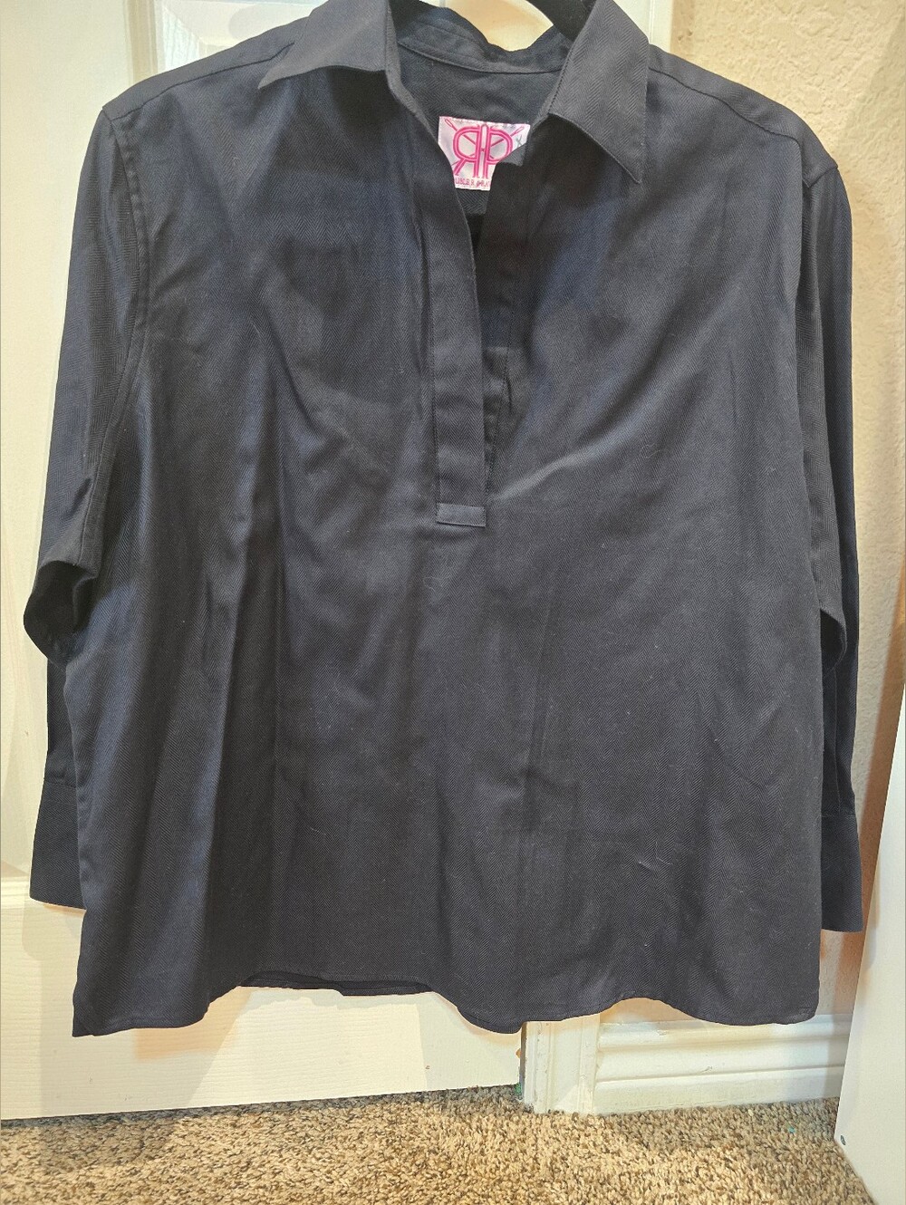 Double R by Ravi Ratan Women's Cotton Black Collared Shirt